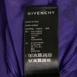 Pre Owned Givenchy Purple Logo Embroidered Stretch Mesh Sheer Bodycon M
