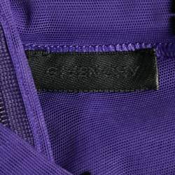 Pre Owned Givenchy Purple Logo Embroidered Stretch Mesh Sheer Bodycon M