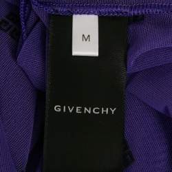 Pre Owned Givenchy Purple Logo Embroidered Stretch Mesh Sheer Bodycon M