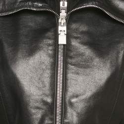 Pre Owned Givenchy Black Rib Knit and Leather Crop Jacket M