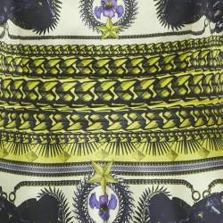 Pre Owned Givenchy Yellow Panther Print Satin Tulle Trim Short Dress S