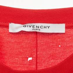 مملوكة مسبقًا Givenchy Red Distressed Cotton Half Sleeve T-Shirt M