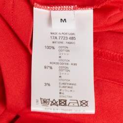 مملوكة مسبقًا Givenchy Red Distressed Cotton Half Sleeve T-Shirt M