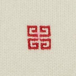 مملوكة مسبقًا كنزة جيفنشي بأكمام مكشوفة مزيج صوف بشعار إنتارسيا كريمي/أحمر مقاس صغير - سمول