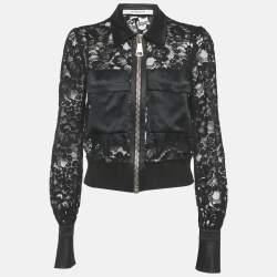 مملوكة مسبقًا Givenchy Black Lace and Satin Sheer Jacket M