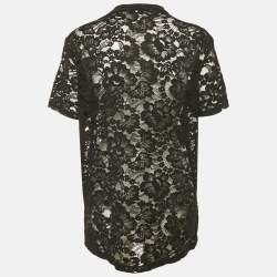 مملوكة مسبقًا Givenchy Black Sheer Lace Jersey T-Shirt M