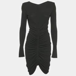 Pre Owned Givenchy Black Stretch Crepe Ruched Mini Dress S