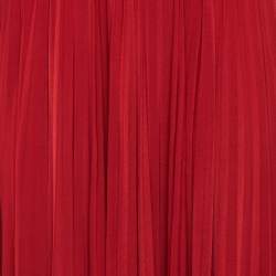 Pre Owned Givenchy Red Leather Trim Jersey Pleated Cut-Out Gown M