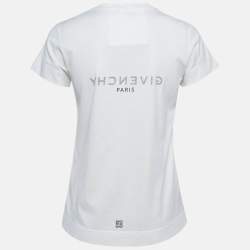 Pre Owned Givenchy White Logo Print Cotton Short Sleeve T-Shirt XS