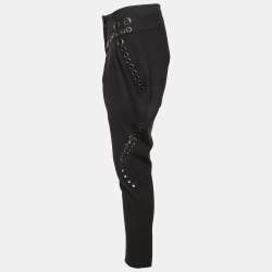 Pre Owned Givenchy Black Crepe Eyelet Detail Trousers M