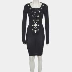 Pre Owned فساتين جيفنشي كريب أزرق برباط ضيق مقاس صغير - سمول