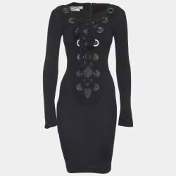 مملوكة مسبقًا Givenchy Blue Crepe Lace-Up Sheath Dress S