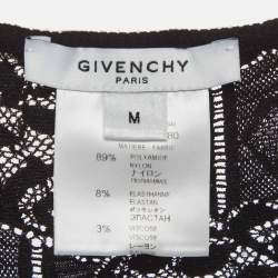 Pre Owned توب جيفنشي دانتيل أسود مرن شفاف توب بدون أكمام متوسط