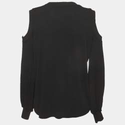 Pre Owned Givenchy Black Jersey Cold Shoulder Top L