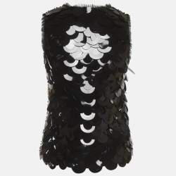 Pre Owned توب جفانشي تول أسود بترتر بدون أكمام مقاس صغير