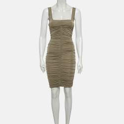 مملوكة مسبقًا Givenchy Beige Jersey Ruched Bodycon Mini Dress S