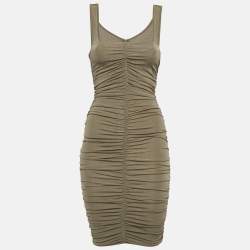 مملوكة مسبقًا Givenchy Beige Jersey Ruched Bodycon Mini Dress S