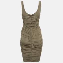 مملوكة مسبقًا Givenchy Beige Jersey Ruched Bodycon Mini Dress S
