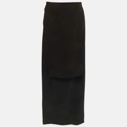 مملوكة مسبقًا Givenchy Black Crepe Overlay Detail Mini Skirt M