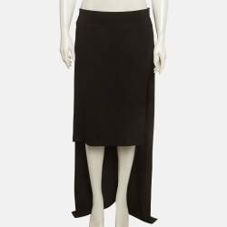 Pre Owned Givenchy Black Crepe Overlay Detail Mini Skirt M