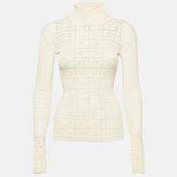 Pre Owned ستراتش نيت جيفنشي أبيض بطبعة مونوغرام بياقة عالية مقاس صغير جدًا