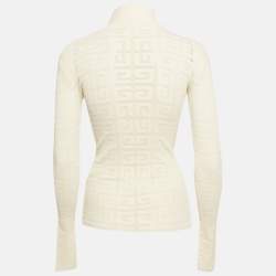 Pre Owned ستراتش نيت جيفنشي أبيض بطبعة مونوغرام بياقة عالية مقاس صغير جدًا