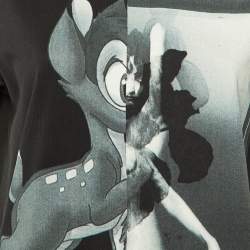 Pre Owned تي شيرت جيفنشي قطن محبوك بطبعة بامبي أسود مقاس صغير جداً (إكس صغير)