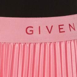 Pre Owned Givenchy Black Jersey & Pink Plisse Skirt Detail Midi Dress M 