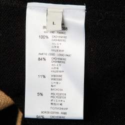 Pre Owned Givenchy Beige/Black Logo Patterned Cashmere Crew Neck Sweater L