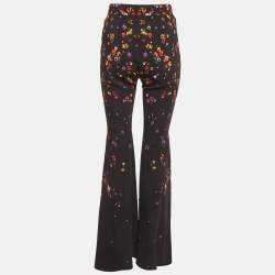 Pre Owned بنطال واسع الساق جيفنشي كريب سترتش طبعة زهور سوداء مقاس متوسط (ميديم)
