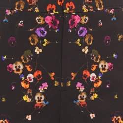 Pre Owned بنطال واسع الساق جيفنشي كريب سترتش طبعة زهور سوداء مقاس متوسط (ميديم)