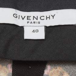 Pre Owned بنطال واسع الساق جيفنشي كريب سترتش طبعة زهور سوداء مقاس متوسط (ميديم)