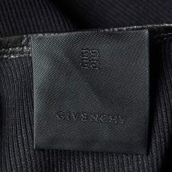 Pre Owned Givenchy Black Leather & Rib Knit Scoop Neck Tank Top M