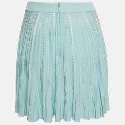 مملوكة مسبقًا Givenchy Turquoise Knit Flared Mini Skirt S 