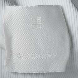Pre Owned Givenchy White Rib Knit 4G Logo Plaque Short Sleeve T-Shirt S