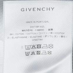 Pre Owned Givenchy White Rib Knit 4G Logo Plaque Short Sleeve T-Shirt S