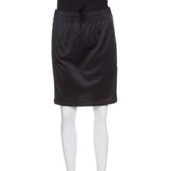 Givenchy Black Knit Drawstring Logo Panel Detail Skirt S