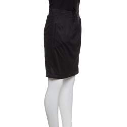 Givenchy Black Knit Drawstring Logo Panel Detail Skirt S