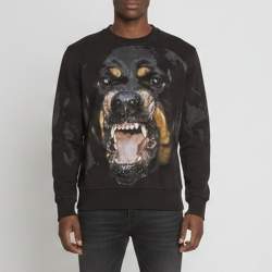 Pre Owned Givenchy Black Cotton Rottweiler Print Crew Neck Sweatshirt S