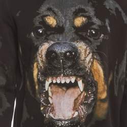 Pre Owned Givenchy Black Cotton Rottweiler Print Crew Neck Sweatshirt S