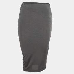 مملوكة مسبقًا Givenchy Grey Jersey Draped Zip-Up Pencil Skirt S