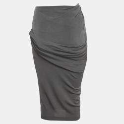 مملوكة مسبقًا Givenchy Grey Jersey Draped Zip-Up Pencil Skirt S