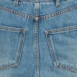 مملوكة مسبقًا Givenchy Blue Denim Distressed Frayed Hem Midi Skirt S