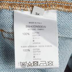مملوكة مسبقًا Givenchy Blue Denim Distressed Frayed Hem Midi Skirt S