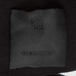Pre Owned Givenchy Black Logo Embroidered Lace Trim Jersey Crop Hoodie S