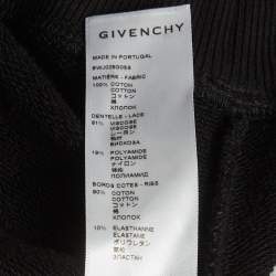 Pre Owned Givenchy Black Logo Embroidered Lace Trim Jersey Crop Hoodie S