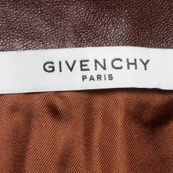 Pre Owned Givenchy Brown Ombre Leather Pleated Midi Skirt M
