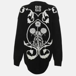 Pre Owned Givenchy Black/White Monochrome Knitted Cardigan M