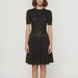 مملوكة مسبقًا Givenchy Black 4G Open Knit Flared Dress XS