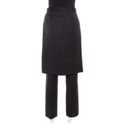 Pre Owned Givenchy Black Wool Skirt Overlay Detail Pants M
